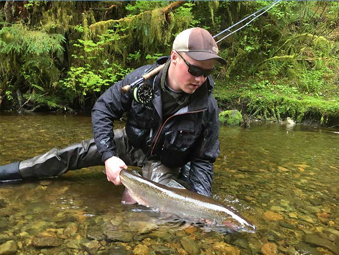 Steelhead Fishing on Prince of Wales Island Alaska, Catch and release of a steelhead