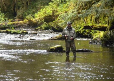 Steelhead Fishing on Prince of Wales Island Alaska, man streamfishing